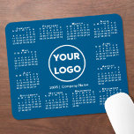 Simple 2026 Calendar Business Logo on Blue Mouse Pad<br><div class="desc">Simple 2026 calendar mouse pad features your company logo and business name in the middle surrounded by an easy to read white calendar on a blue background. Replace the sample logo and text with your own in the sidebar. Your logo can be circular, square, or another shape. White or light...</div>