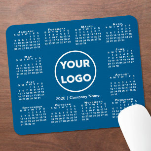 Simple 2026 Calendar Business Logo on Blue Mouse Pad