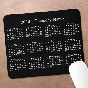 Simple 2026 Calendar Company Name on Black Mouse Pad