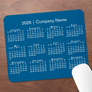 Simple 2026 Calendar Company Name on Blue Mouse Pad