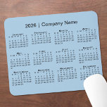 Simple 2026 Calendar Company Name on Light Blue Mouse Pad<br><div class="desc">Simple, professional calendar mouse pad features a modern black 2026 calendar on a light blue background. Add your company's name in the sidebar. (Changing the 2026 year text will NOT change the calendar.) If you'd like a different color background, tap "Edit using Design Tool" and select a background color in...</div>