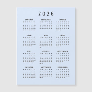 Simple 2026 Calendar Magnetic Card