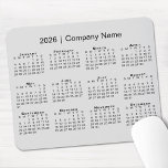 Simple 2026 Calendar with Company Name on Grey Mouse Pad<br><div class="desc">Simple, professional calendar mouse pad features a modern black 2026 calendar on a neutral grey background. Add your company's name in the sidebar. (Changing the 2026 year text will NOT change the calendar.) If you'd like a different color background, tap "Edit using Design Tool" and select a background color in...</div>