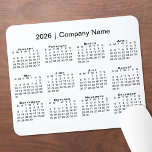 Simple 2026 Calendar with Company Name on White Mouse Pad<br><div class="desc">Simple, professional calendar mouse pad features a modern black 2026 calendar on a white background. Add your company's name in the sidebar. (Changing the 2026 year text will NOT change the calendar.) If you'd like a different color background, tap "Edit using Design Tool" and add a background color in the...</div>