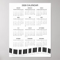Simple 2026 Calendar with Piano Keys | 