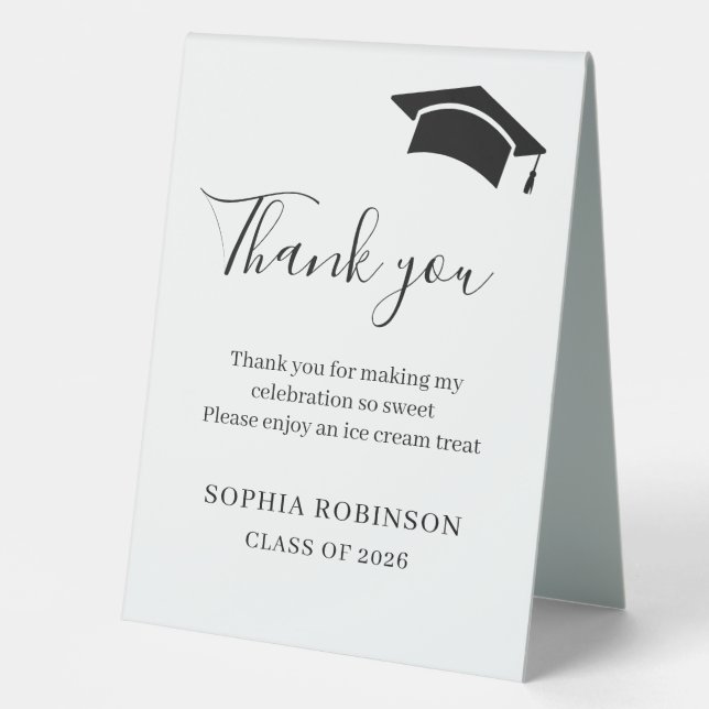 Simple 2026 Graduate Thank You Custom Table Tent (Front)