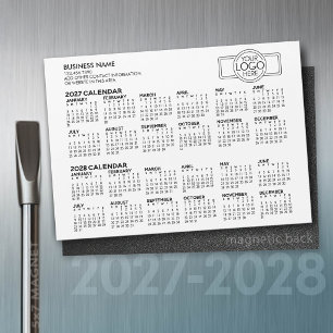 Simple 2027 2028 Calendar - Business Logo Magnet