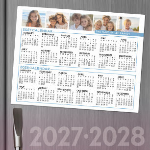 Simple 2027 2028 Calendar with Family Story Photos Magnetic Dry Erase Sheet
