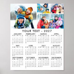 Simple 2027 Calendar 4 Photo Collage Poster