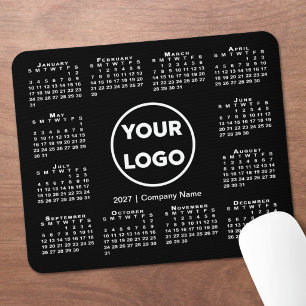 Simple 2027 Calendar Business Logo on Black Mouse Pad