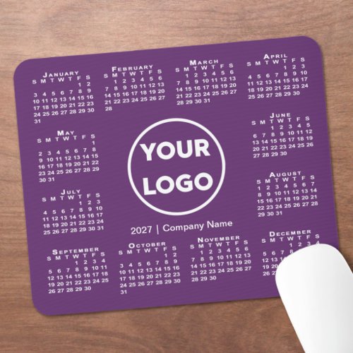 Simple 2027 Calendar Business Logo on Purple Mouse Pad