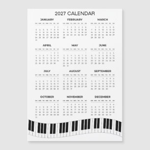 Simple 2027 Calendar with Piano Keys Magnet
