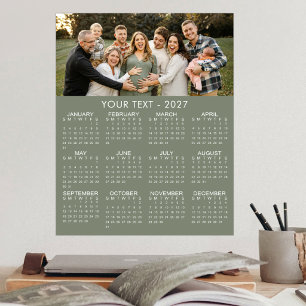 Simple 2027 Photo Calendar Custom Colors Poster