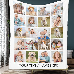 Simple 20 Photo Collage Personalized Pictures Fleece Blanket