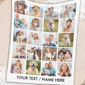 Simple 20 Photo Collage Personalized Pictures Fleece Blanket