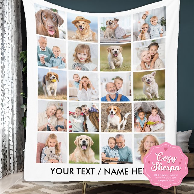 Simple 20 Photo Collage Personalized Pictures Sherpa Blanket (Creator Uploaded)
