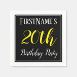 [ Thumbnail: Simple, 20th Birthday Party W/ Custom Name Napkins ]