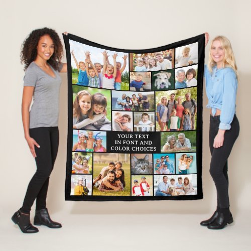 Simple 21 Photo Collage Custom Color Personalized  Fleece Blanket