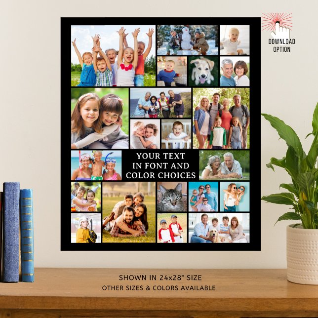 Simple 21 Photo Collage Custom Color Personalized Poster (Creator Uploaded)