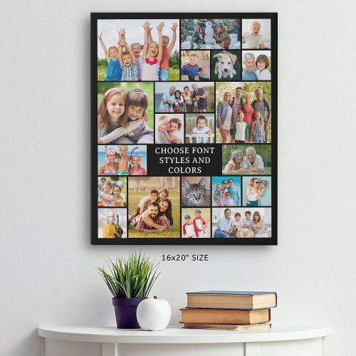 Simple 21 Photo Collage Personalized Custom Color Faux Canvas Print