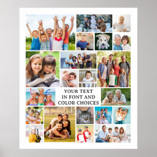 Simple 21 Photo Collage Personalized Custom Color Poster