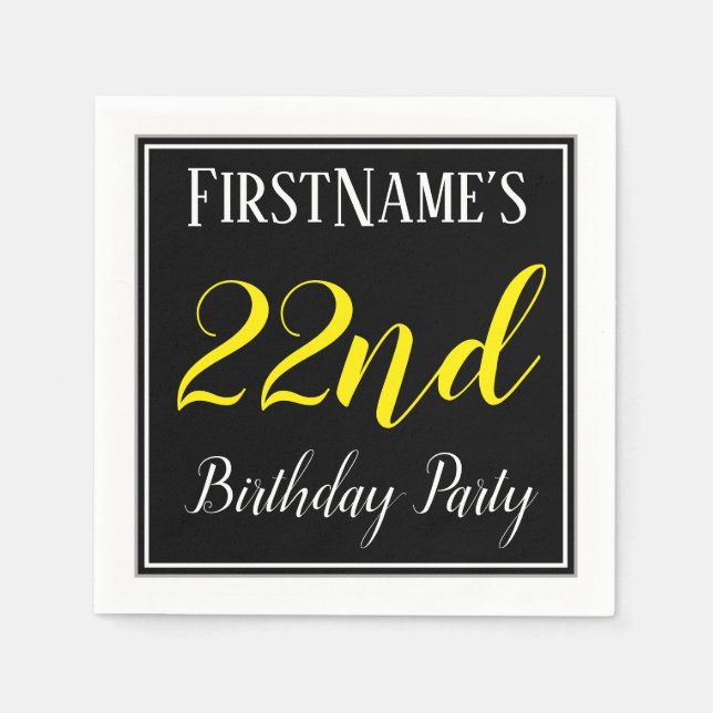 Simple, 22nd Birthday Party w/ Custom Name Napkins (Front)