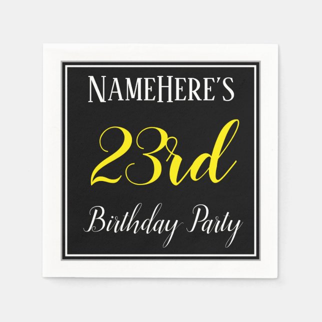 Simple, 23rd Birthday Party w/ Custom Name Napkins (Front)