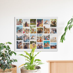 Simple 24 Photo Collage Faux Canvas Print