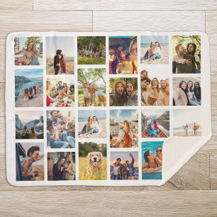 Simple 24 Photo Collage Sherpa Blanket