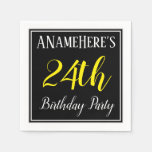 [ Thumbnail: Simple, 24th Birthday Party W/ Custom Name Napkins ]