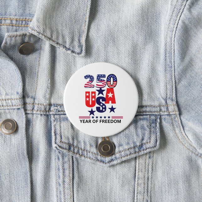 Simple 250th us independence patriotic July 4th Button (In Situ)