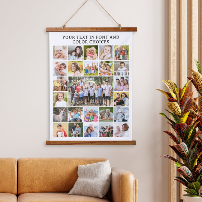 Simple 25 Photo Collage Personalized Custom Hanging Tapestry