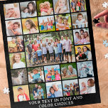 Simple 25 Photo Collage Personalized Custom Jigsaw Puzzle<br><div class="desc">Create a fun, memorable activity with this photo collage keepsake puzzle utilizing an easy-to-upload template with 25 photos and personalized with your custom text in your choice of font style and colors (shown in white on black). OPTIONS: The sample is shown on the 16x20" size and 520 pieces--other sizes and...</div>
