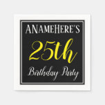 [ Thumbnail: Simple, 25th Birthday Party W/ Custom Name Napkin ]