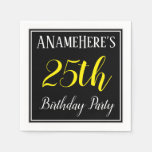 [ Thumbnail: Simple, 25th Birthday Party W/ Custom Name Napkins ]