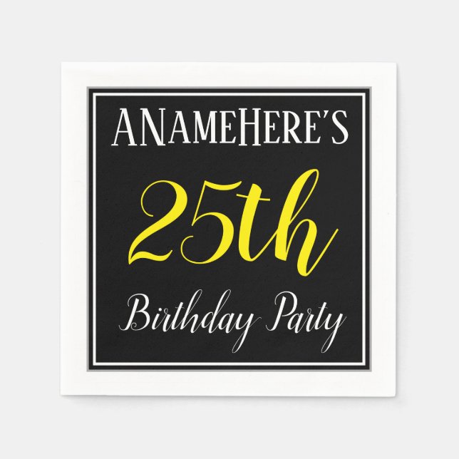 Simple, 25th Birthday Party w/ Custom Name Napkins (Front)