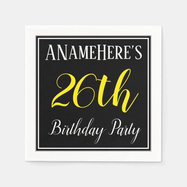 Simple, 26th Birthday Party w/ Custom Name Napkins (Front)