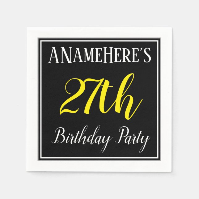 Simple, 27th Birthday Party w/ Custom Name Napkins (Front)