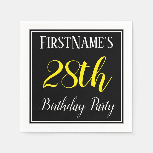 Simple, 28th Birthday Party w/ Custom Name Napkins (Front)