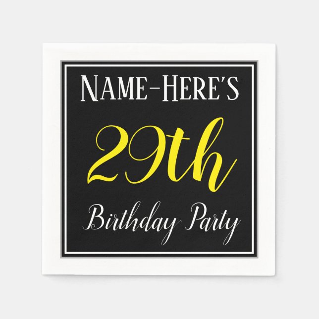 Simple, 29th Birthday Party w/ Custom Name Napkins (Front)
