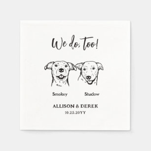 Simple 2 Dogs Pet Sketch Wedding Napkins