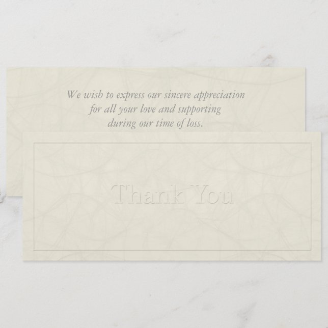 Simple 2 Flat Card - Sympathy Thank You Cards (Front/Back)