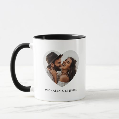 Simple 2 Heart_Shaped Photos  Couples Names Mug