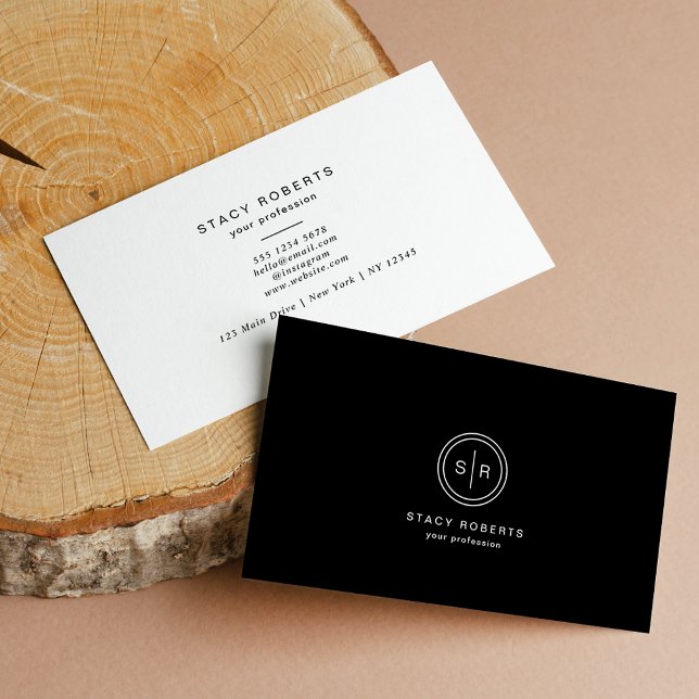 Simple 2 Initial Circle Monogramed Logo Business Card (Creator Uploaded)