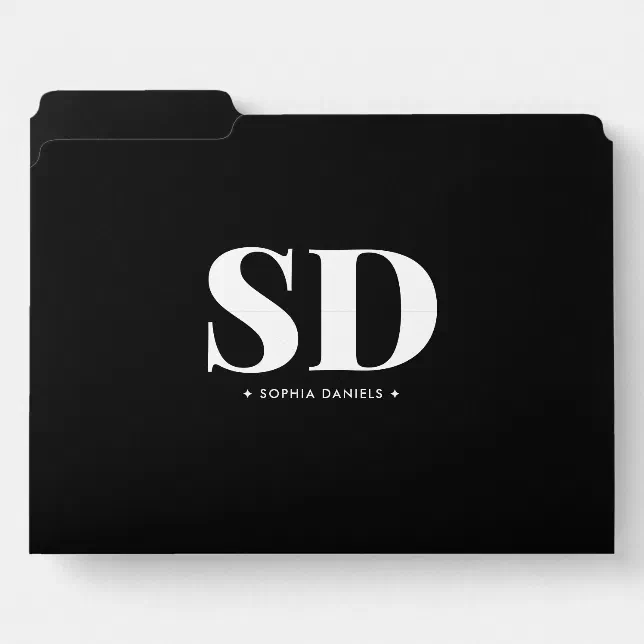 File Folder Icon Initla R Simple 2 Monogram Initial Retro Black White File Folder | Zazzle