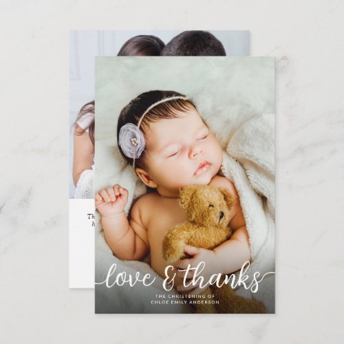 Simple 2 Photo Baptism Christening  Thank You Card