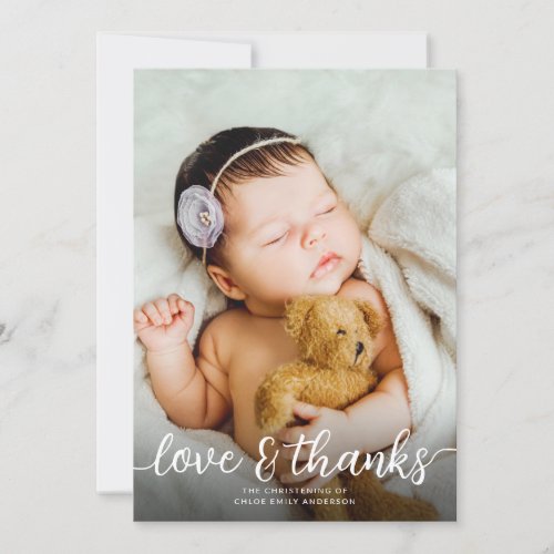 Simple 2 Photo Baptism Christening Thank You Card