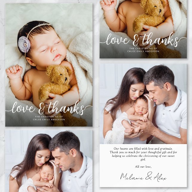 Simple 2 Photo Baptism Christening  Thank You Card (Creator Uploaded)