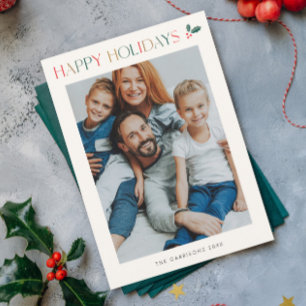 Simple 2 Photo Colorful Happy Holiday Card