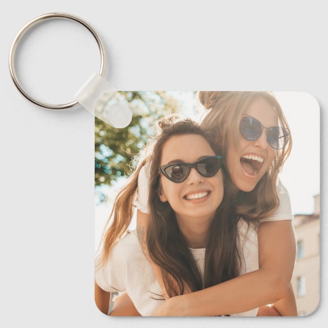 Simple 2 Photo Double-Sided Best Friends Keychain (Front)